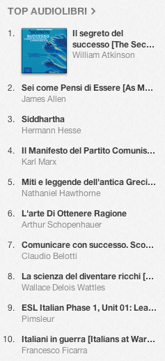 La classifica degli audiolibri più venduti su iTunes Store 7-14 gennaio 2013