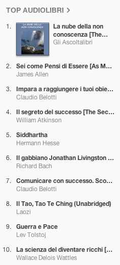 La classifica degli audiolibri più venduti su iTunes Store 1-7 gennaio 2013