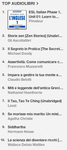 La classifica degli audiolibri più venduti su iTunes Store 24 giugno - 1 luglio 2013