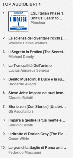 La classifica degli audiolibri più venduti su iTunes Store 1-8 luglio 2013