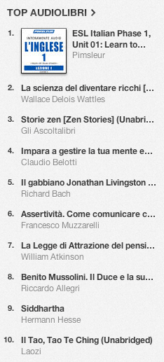 La classifica degli audiolibri più venduti su iTunes Store 5-12 agosto 2013