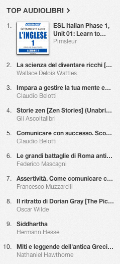 La classifica degli audiolibri più venduti su iTunes Store 12-19 agosto 2013