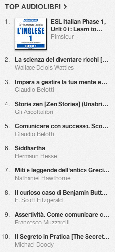 La classifica degli audiolibri più venduti su iTunes Store 2-9 settembre 2013