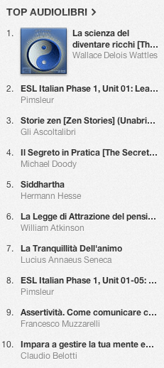 La classifica degli audiolibri più venduti su iTunes Store 9-16 settembre 2013 La classifica degli audiolibri più venduti su iTunes Store 9-16 settembre 2013