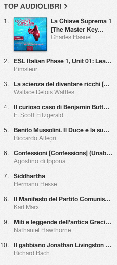 La classifica degli audiolibri più venduti su iTunes Store dal 13 al 20 gennaio 2014