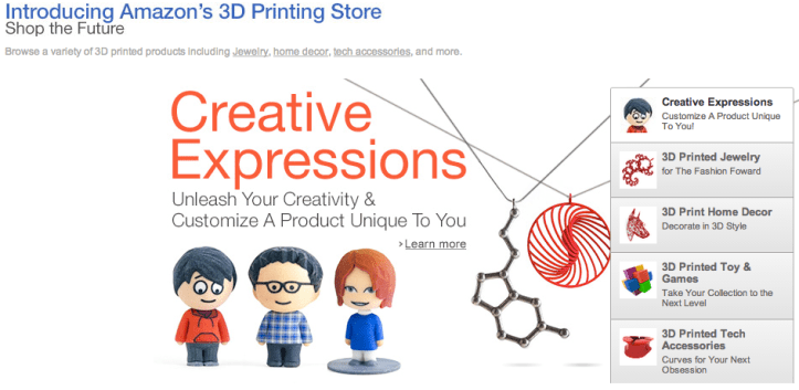 Amazon's 3D Printing Store, ecco lo store dei prodotti che non esistono