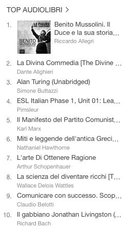 La classifica degli audiolibri più venduti della settimana su iTunes #46