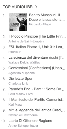 La classifica degli audiolibri più venduti della settimana su iTunes #02