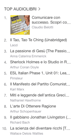 LA CLASSIFICA DEGLI AUDIOLIBRI PIÙ VENDUTI DELLA SETTIMANA SU ITUNES 13