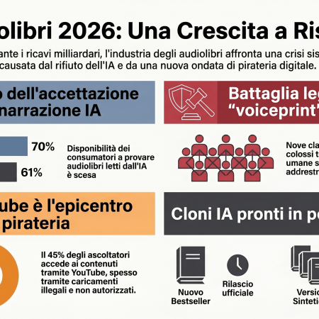 Audiolibri 2026: il mercato continua a crescere, ma intelligenza artificiale e pirateria mettono il settore davanti a una scelta
